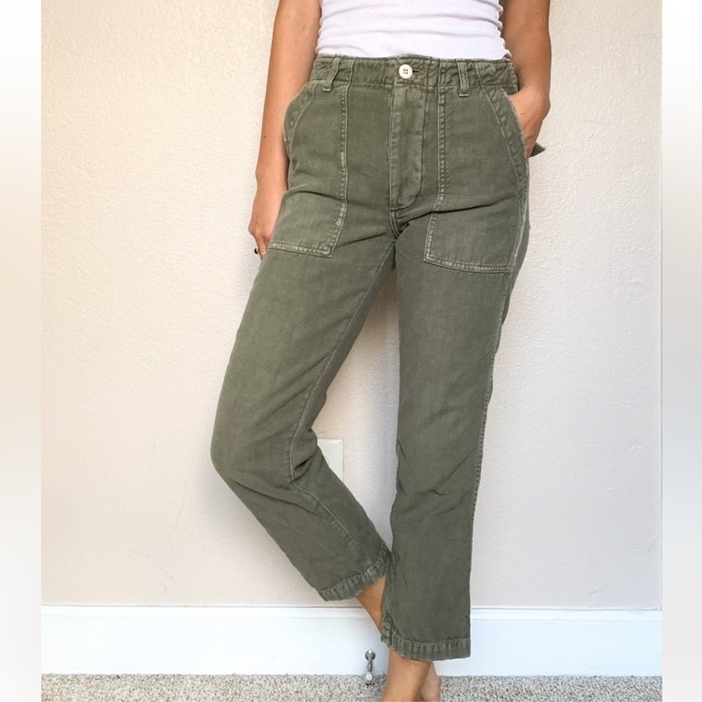 AMO Army Straight Leg Ankle Pants Gray Green Casual Women’s 27